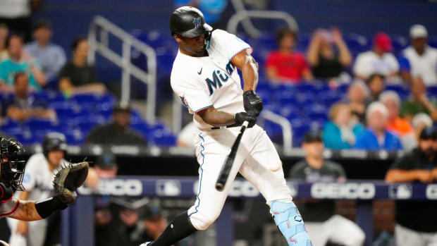 Jorge Soler goes bye bye baby against Logan Webb